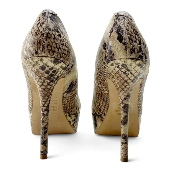 Bakers Womens Melina Platform High Heel Pumps Tan Reptile Snakeskin Size 6B - Picture 3 of 5